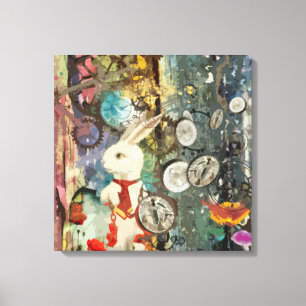 Steampunk Wonderland White Rabbit Canvas Afdruk