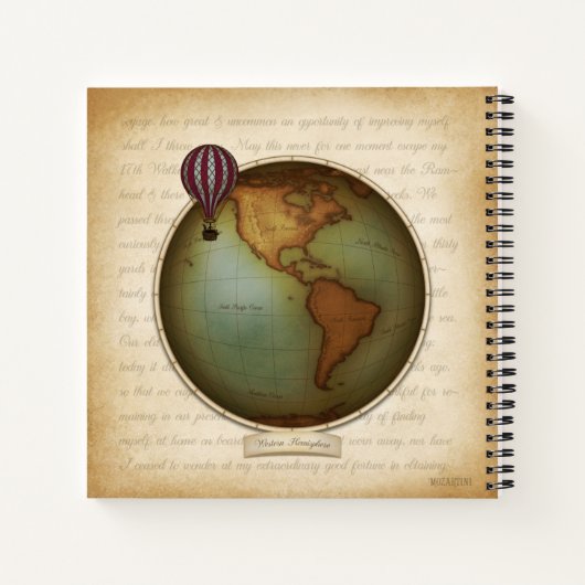 Steampunk World Hemispheres Map Aeronautical Atlas Notitieboek (Achterkant)