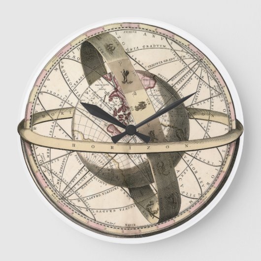 Steampunk World Wereldbol Wall Clock Grote Klok (Voorkant)