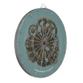 Steampunk Worn Gears Blue 19th Century Machine Dartbord (Voorkant Links)