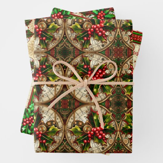 Steampunk Wrapping Paper Flat Sheet Set van 3 (In situ)