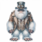 Steampunk Yeti Transparant Sticker (Voorkant)