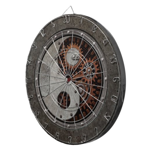 Steampunk Yin Yang Dartbord (Voorkant Rechts)