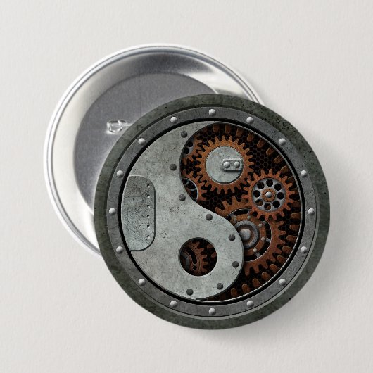 Steampunk Yin Yang Ronde Button 7,6 Cm (Voorkant /achterkant)