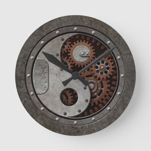 Steampunk Yin Yang Ronde Klok (Voorkant)