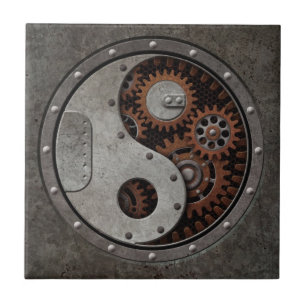 Steampunk Yin Yang Tegeltje