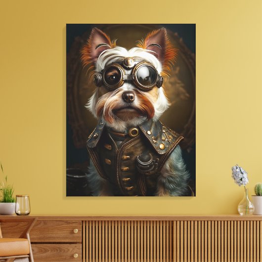 Steampunk Yorkie Canvas Art Afdruk (Insitu (Woonkamer))