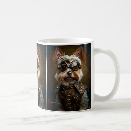Steampunk Yorkie Coffee Mok (Rechts)