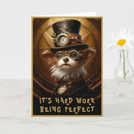 Steampunk Yorkie Dog Aangepaste Naam Groet 110 Opm Kaart