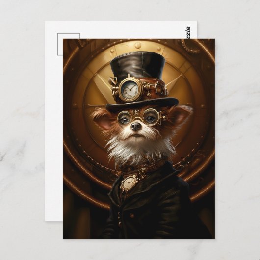 Steampunk Yorkie Dog Yorkshire Terrier Schattige 1 Briefkaart (Voorkant / Achterkant)
