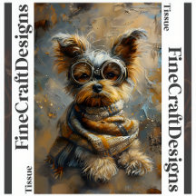 Steampunk Yorkie Olie Schilderij Decoupage Links 1