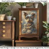 Steampunk Yorkie olieverfschilderij Decoupage Rech Tissuepapier