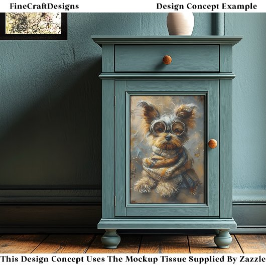 Steampunk Yorkie olieverfschilderij Decoupage Rech Tissuepapier