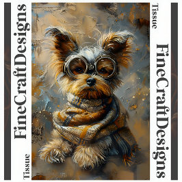Steampunk Yorkie olieverfschilderij Decoupage Rech Tissuepapier