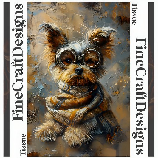 Steampunk Yorkie olieverfschilderij Decoupage Rech Tissuepapier