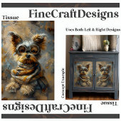 Steampunk Yorkie olieverfschilderij Decoupage Rech Tissuepapier