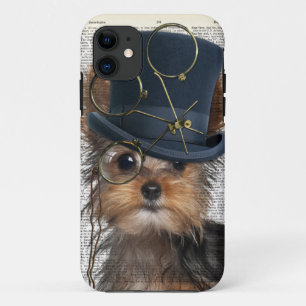 Steampunk Yorkie op een woordenboekpagina Case-Mate iPhone Case
