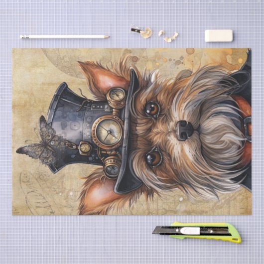 Steampunk Yorkshire Terrier Dog Tissuepapier (Craft)