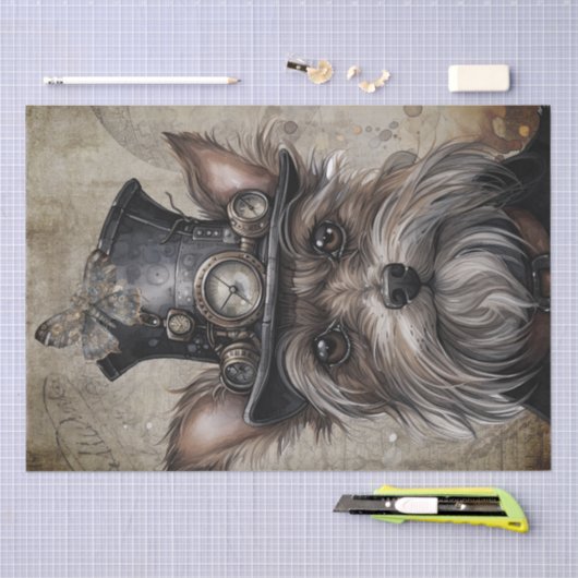 Steampunk Yorkshire Terrier Dog Tissuepapier (Craft)