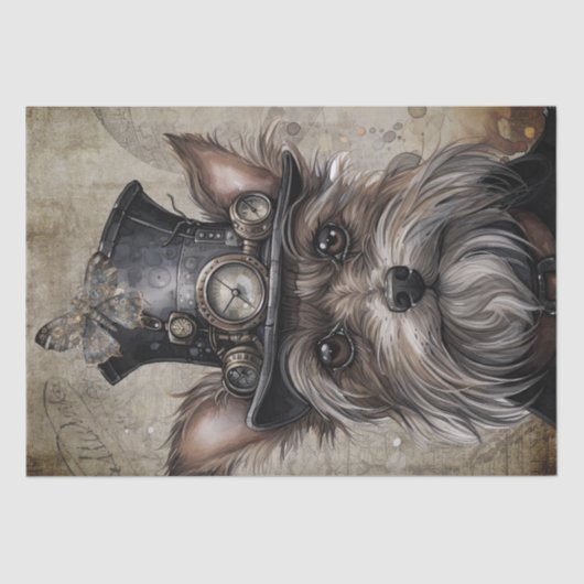 Steampunk Yorkshire Terrier Dog Tissuepapier (Voorkant)