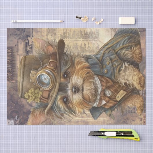 Steampunk Yorkshire Terrier Dog Tissuepapier (Craft)