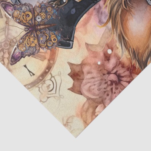 Steampunk Yorkshire Terrier Dog Tissuepapier (Detail)