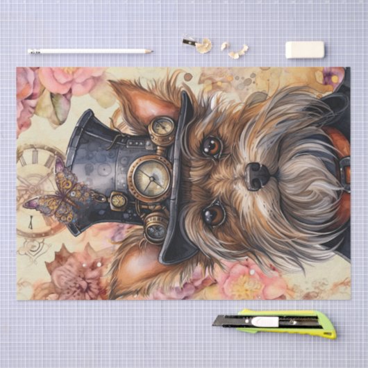 Steampunk Yorkshire Terrier Dog Tissuepapier (Craft)