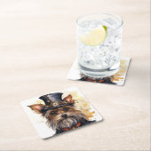 Steampunk Yorkshire Terrier Hond Kartonnen Onderzetters (Insitu)