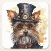 Steampunk Yorkshire Terrier Hond Kartonnen Onderzetters (Voorkant)
