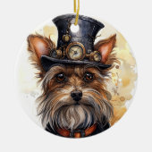 Steampunk Yorkshire Terrier Hond Keramisch Ornament (Voorkant)