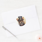 Steampunk Yorkshire Terrier Hond Ronde Sticker (Envelop)