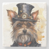 Steampunk Yorkshire Terrier Hond Stenen Onderzetter (Voorkant)