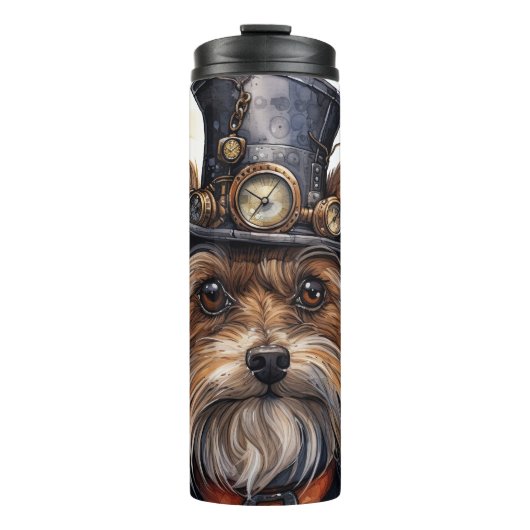 Steampunk Yorkshire Terrier Hond Thermosbeker (Voorkant)