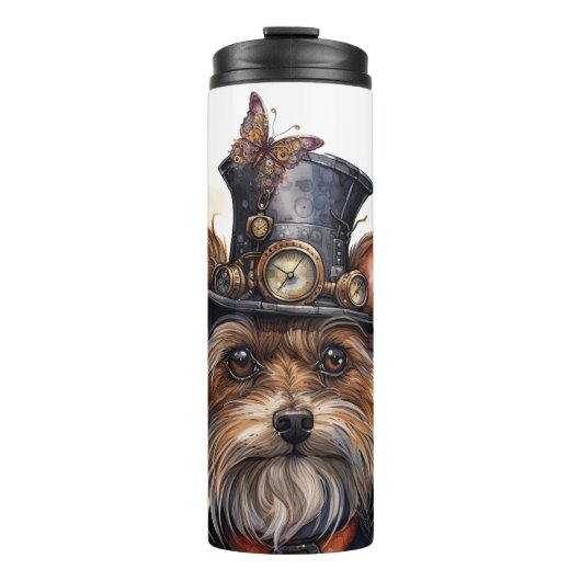 Steampunk Yorkshire Terrier Hond Thermosbeker (Voorkant)