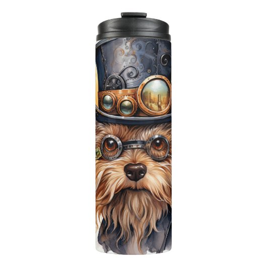 Steampunk Yorkshire Terrier Hond Thermosbeker (Voorkant)