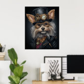 STEAMPUNK YORKSHIRE TERRIER POSTER (Thuiskantoor)