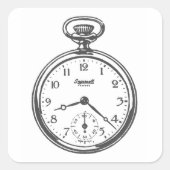 Steampunk zakhorloge vierkante sticker (Voorkant)