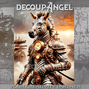 Steampunk Zebra - Decoupage - Tissuepapier