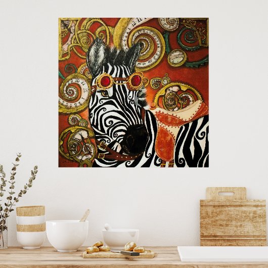 Steampunk Zebra Matte Poster (Keuken)