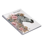 Steampunk zebra met roze bloemen notitieboek (Rechterzijde)