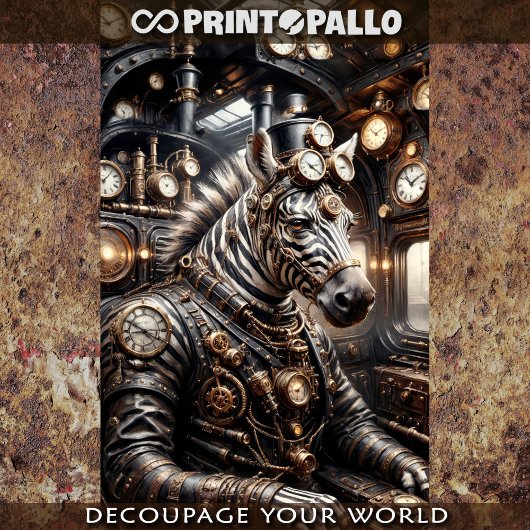 Steampunk zebra rijden Victoriaans trein Tissuepapier