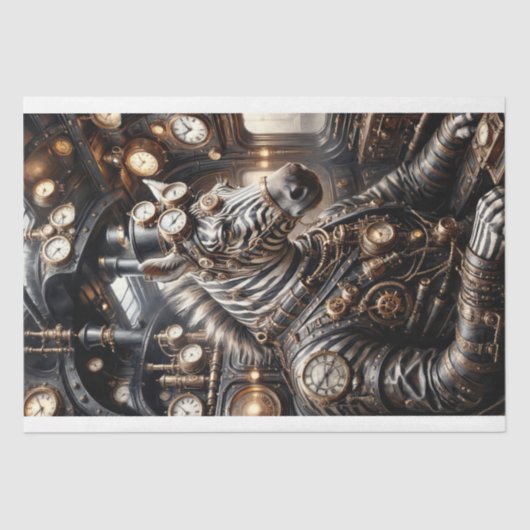 Steampunk zebra rijden Victoriaans trein Tissuepapier (Voorkant)