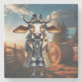 Steampunk Zebu Stenen Onderzetter (Voorkant)