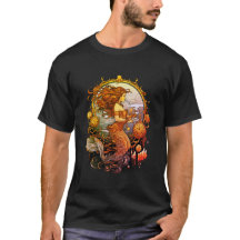 Steampunk Zeemeermin Afbeelding op een Zwarte SS T