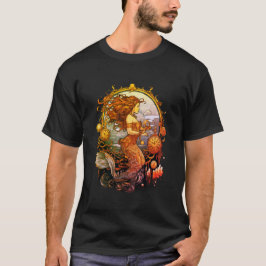 Steampunk Zeemeermin Afbeelding op een Zwarte SS T T-shirt