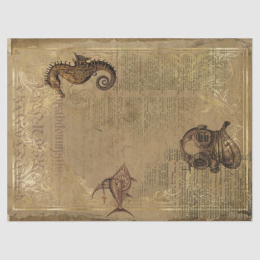  steampunk-zeepaardje en duikdekzeilen tissuepapier (Voorkant)