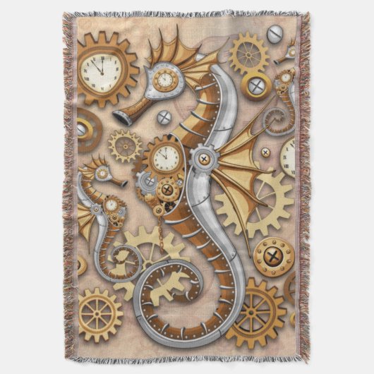 Steampunk Zeepaardje Vintage Surrealistisch Deken (Voorkant Verticaal)