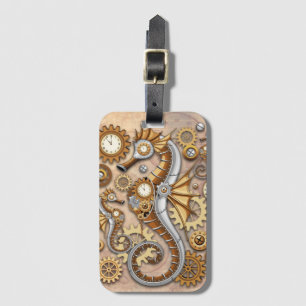 Steampunk Zeepaardje Vintage Surrealistische Kunst Bagagelabel