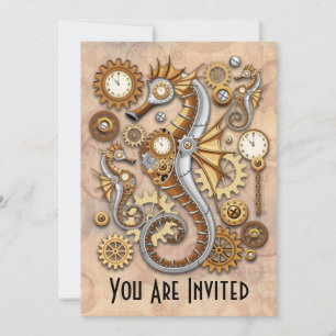 Steampunk Zeepaardje Vintage Surrealistische Kunst Kaart