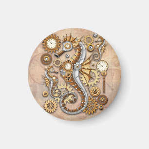 Steampunk Zeepaardje Vintage Surrealistische Kunst Magneet